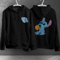 Stitch Hoodie Streetwear Fashion Black Hooded Pullover Personality Sweatshirt 7