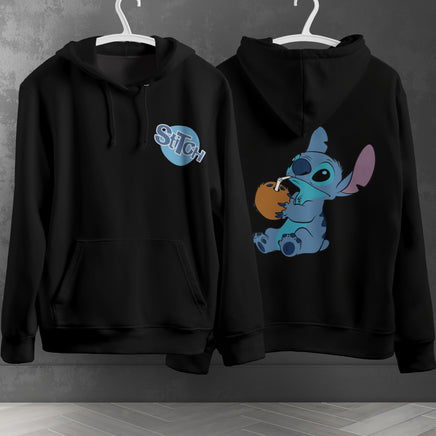 Stitch Hoodie Streetwear Fashion Black Hooded Pullover Personality Sweatshirt 7