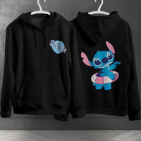 Stitch Hoodie Streetwear Fashion Black Hooded Pullover Personality Sweatshirt 8