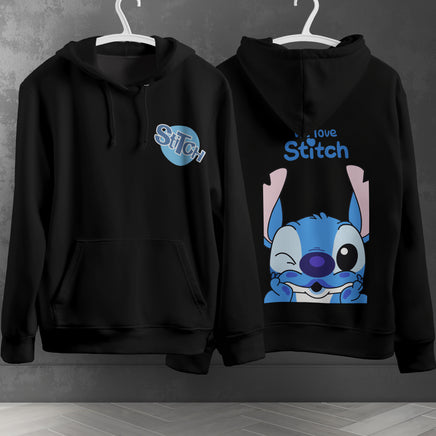 Stitch Hoodie Streetwear Fashion Black Hooded Pullover Personality Sweatshirt 15