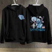Stitch Hoodie Streetwear Fashion Black Hooded Pullover Personality Sweatshirt 16