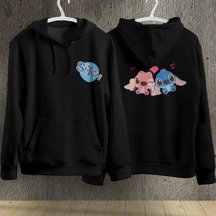 Stitch Hoodie Streetwear Fashion Black Hooded Pullover Personality Sweatshirt 2