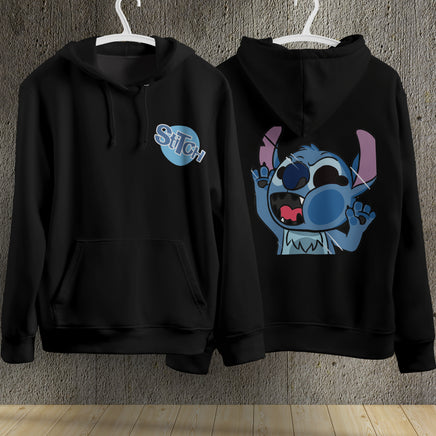 Stitch Hoodie Streetwear Fashion Black Hooded Pullover Personality Sweatshirt 4