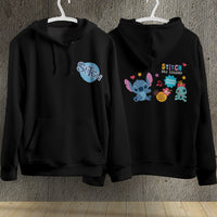 Stitch Hoodie Streetwear Fashion Black Hooded Pullover Personality Sweatshirt 5