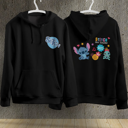 Stitch Hoodie Streetwear Fashion Black Hooded Pullover Personality Sweatshirt 5