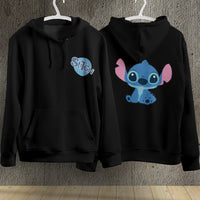Stitch Hoodie Streetwear Fashion Black Hooded Pullover Personality Sweatshirt 6