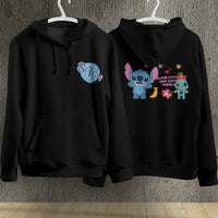 Stitch Hoodie Streetwear Fashion Black Hooded Pullover Personality Sweatshirt 7