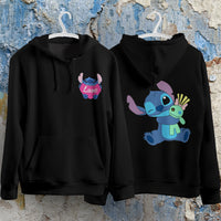 Stitch Hoodie Streetwear Fashion Black Hooded Pullover Personality Sweatshirt 7