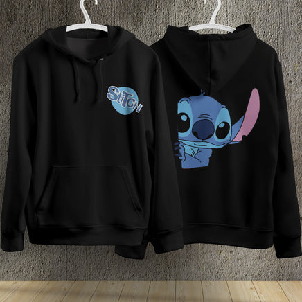 Stitch Hoodie Streetwear Fashion Black Hooded Pullover Personality Sweatshirt 10