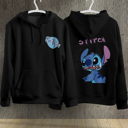 Stitch Hoodie Streetwear Fashion Black Hooded Pullover Personality Sweatshirt 12
