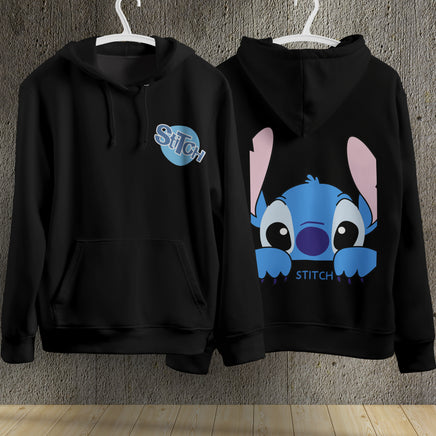 Stitch Hoodie Streetwear Fashion Black Hooded Pullover Personality Sweatshirt 13