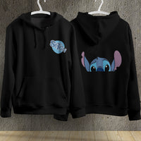 Stitch Hoodie Streetwear Fashion Black Hooded Pullover Personality Sweatshirt 14