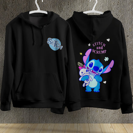 Stitch Hoodie Streetwear Fashion Black Hooded Pullover Personality Sweatshirt 15