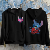 Stitch Hoodie Streetwear Fashion Black Hooded Pullover Personality Sweatshirt 12