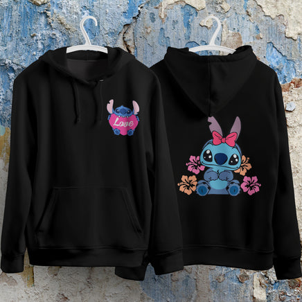 Stitch Hoodie Streetwear Fashion Black Hooded Pullover Personality Sweatshirt 13