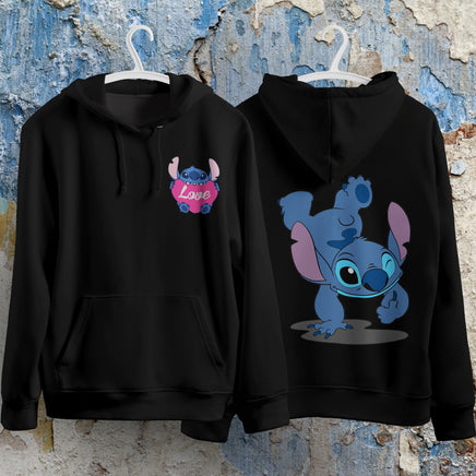 Stitch Hoodie Streetwear Fashion Black Hooded Pullover Personality Sweatshirt 14