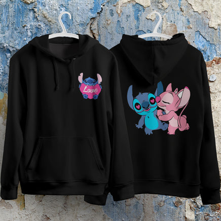 Stitch Hoodie Streetwear Fashion Black Hooded Pullover Personality Sweatshirt 2