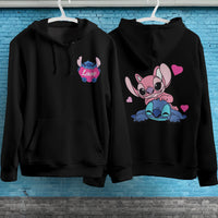 Stitch Hoodie Streetwear Fashion Black Hooded Pullover Personality Sweatshirt 6