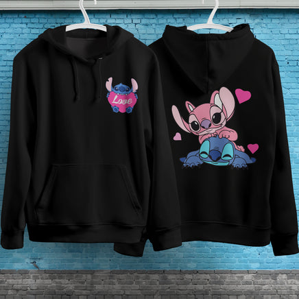 Stitch Hoodie Streetwear Fashion Black Hooded Pullover Personality Sweatshirt 6