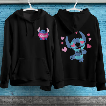 Stitch Hoodie Streetwear Fashion Black Hooded Pullover Personality Sweatshirt 8