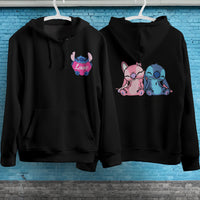 Stitch Hoodie Streetwear Fashion Black Hooded Pullover Personality Sweatshirt 9