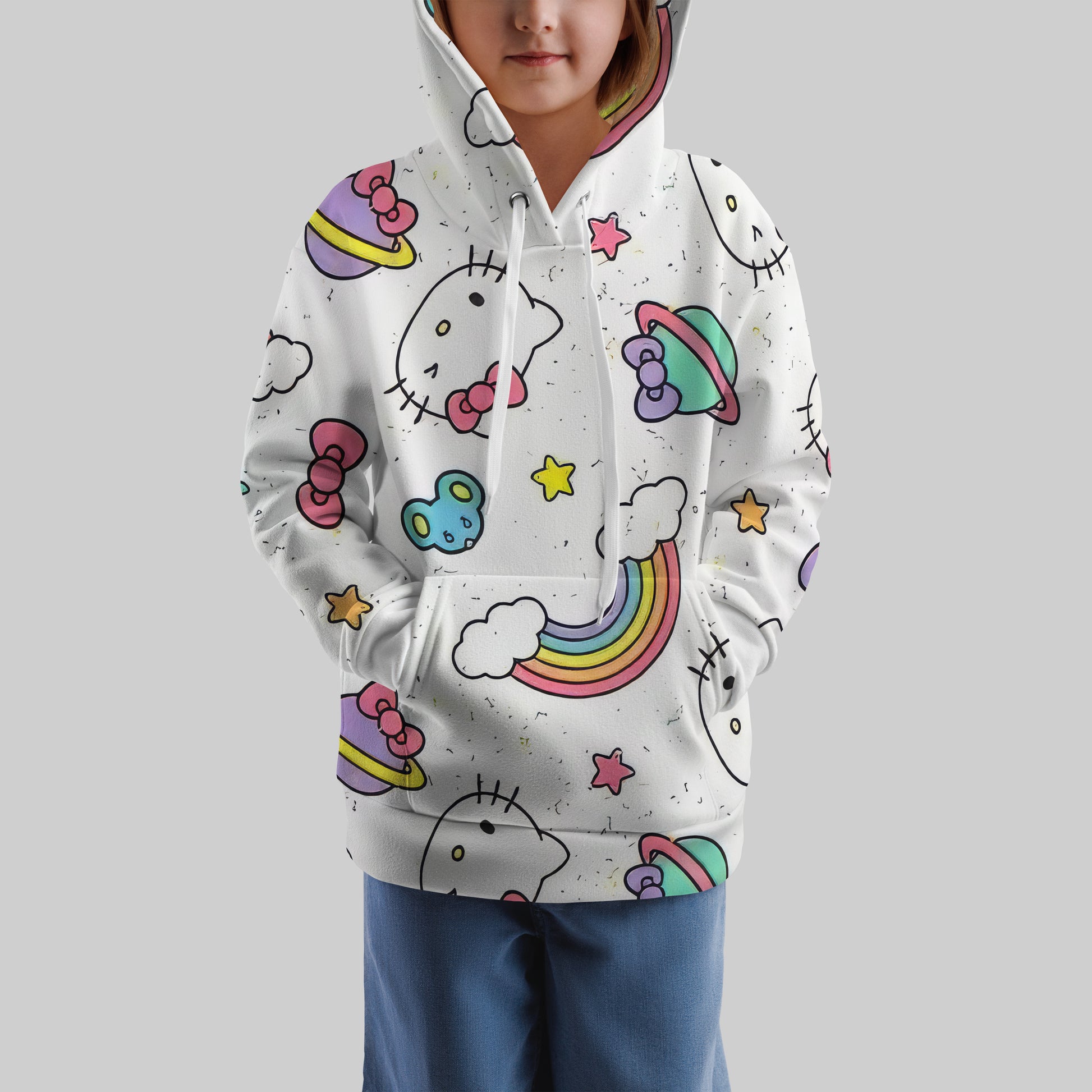 Lusy Store Hello Kitty Hoodie Colorful Cute Hoodie For Girl Kids Clothes HK-1125-23-32 Hoodies &amp; Sweatshirts