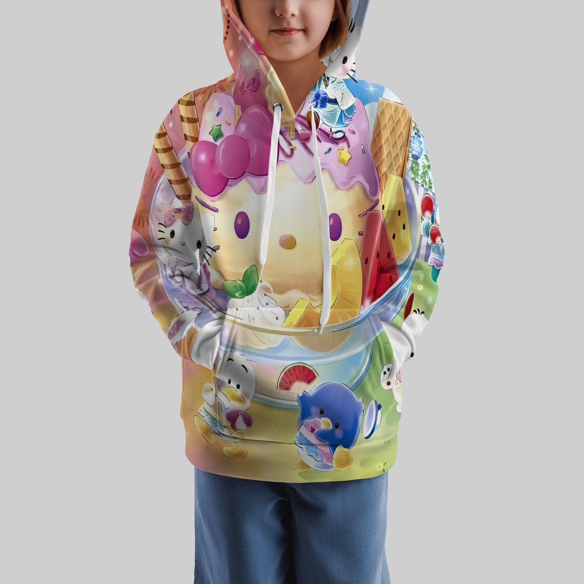 Lusy Store Hello Kitty Hoodie Colorful Cute Hoodie For Girl Kids Clothes HK-1125-23-32 Hoodies &amp; Sweatshirts