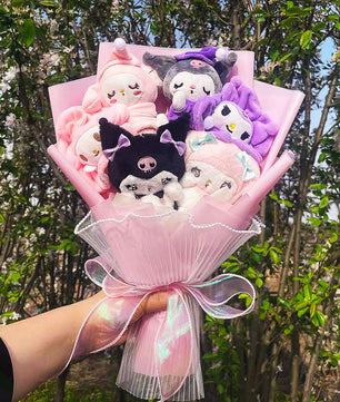 Sanrio Plush Bouquet My Melody Kuromi Cinnamoroll Cat Plush Doll Toy Valentine Graduation Gifts HK61