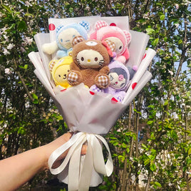 Sanrio Plush Bouquet My Melody Kuromi Cinnamoroll Cat Plush Doll Toy Valentine Graduation Gifts HK61-2
