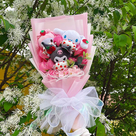 Sanrio Plush Bouquet My Melody Kuromi Cinnamoroll Cat Plush Doll Toy Valentine Graduation Gifts HK61-2
