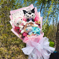 Sanrio Plush Bouquet My Melody Kuromi Cinnamoroll Cat Plush Doll Toy Valentine Graduation Gifts HK61-2