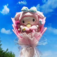 Sanrio Plush Bouquet My Melody Kuromi Cinnamoroll Cat Plush Doll Toy Valentine Graduation Gifts HK61-2
