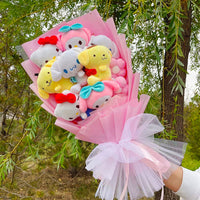 Sanrio Plush Bouquet My Melody Kuromi Cinnamoroll Cat Plush Doll Toy Valentine Graduation Gifts HK61