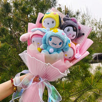 Sanrio Plush Bouquet My Melody Kuromi Cinnamoroll Cat Plush Doll Toy Valentine Graduation Gifts HK61