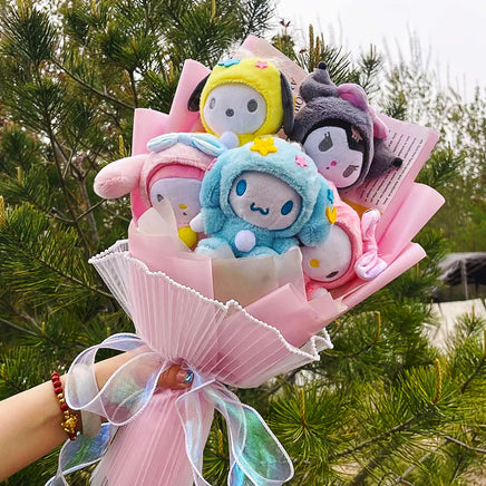 Sanrio Plush Bouquet My Melody Kuromi Cinnamoroll Cat Plush Doll Toy Valentine Graduation Gifts HK61