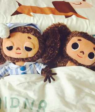Lusy Store LLC Monkey Plush Toy – Soft Cheburashka Big-Eyed Stuffed Doll, 8" – Lusy Store Stuffed Animal