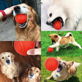 Rubber Dog Ball, Indestructible & Bite-Resistant, Chew Toy for Small to Extra-Large Dogs, Solid Red
