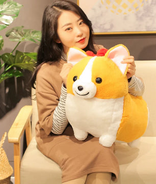 Lusy Store LLC Lovely Corgi Dog Plush Toy Stuffed Soft Animal Cartoon Pillow Cute Christmas Gift Plush