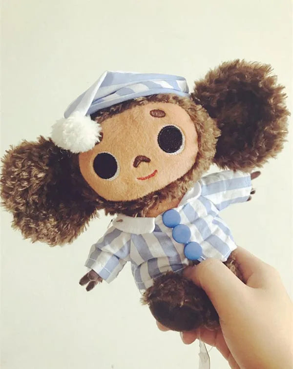 Lusy Store LLC Monkey Plush Toy &ndash; Soft Cheburashka Big-Eyed Stuffed Doll, 8&quot; &ndash; Lusy Store Stuffed Animal