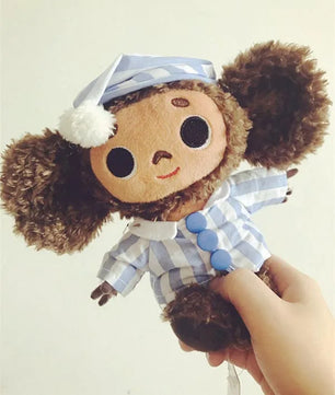 Lusy Store LLC Monkey Plush Toy – Soft Cheburashka Big-Eyed Stuffed Doll, 8" – Lusy Store Stuffed Animal