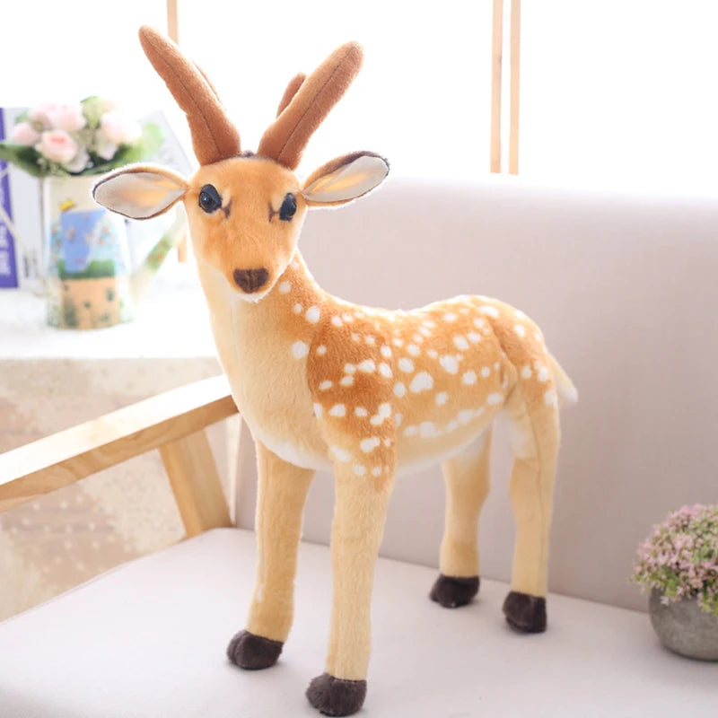 Lusy Store LLC Stuffed Plush Animal Deer Toy Kids Doll Teaching Prop Toy Children's Birthday Gift Simulation Sika Deer Plush Toy Plush