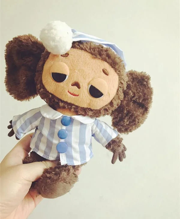 Lusy Store LLC Monkey Plush Toy &ndash; Soft Cheburashka Big-Eyed Stuffed Doll, 8&quot; &ndash; Lusy Store Stuffed Animal