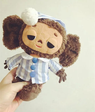 Lusy Store LLC Monkey Plush Toy – Soft Cheburashka Big-Eyed Stuffed Doll, 8" – Lusy Store Stuffed Animal