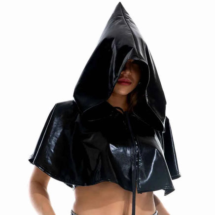Party Club Cosplay Death Cloak Shiny Adult Metallic Holographic Hoodie Cape Carnival Devil Stole Halloween Costumes black