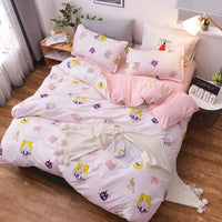 3/4pcs/set Kawaii Cotton Bedding Set For Girl Luxury Soft Duvet Cover Bed King Queen Full Twin Size Bed Sheets With pillow cases Lusy Store