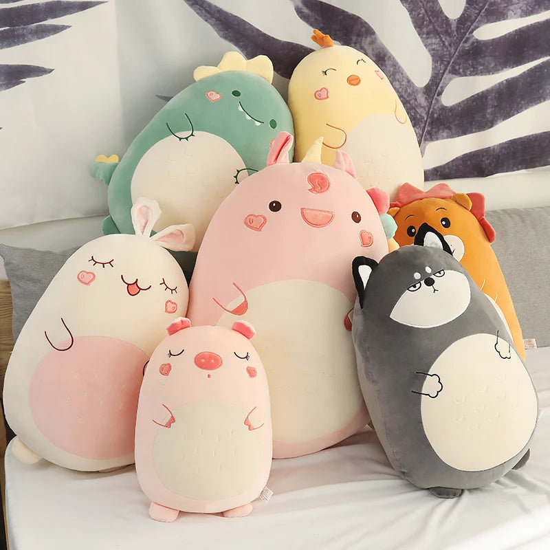Lusy Store LLC Squishy Toy Kawaii Animal Fat Dinosaur Shiba Inu Dog Pillow Plush Toys Cute Bed Sleeping Cushion Plush