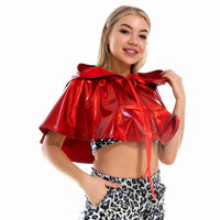 Party Club Cosplay Death Cloak Shiny Adult Metallic Holographic Hoodie Cape Carnival Devil Stole Halloween Costumes