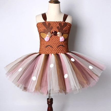 Christmas Deer Costume for Baby Girls Tutu Dress Reindeer Kids Animal Birthday Outfit Children Halloween Costumes Girl Clothes