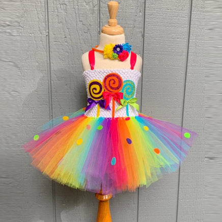 Baby Girls Rainbow Candy Tutu Dress Lollipop Halloween Costumes for Kids Girl Candyland Party Princess Dresses Birthday Outfits