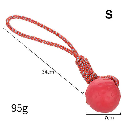 Rubber Dog Ball, Indestructible & Bite-Resistant, Chew Toy for Small to Extra-Large Dogs, Solid Red A Style S